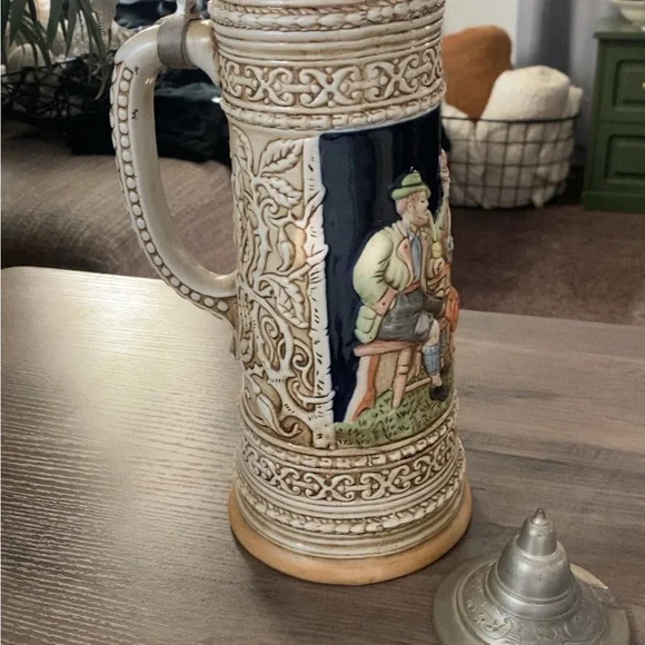 Vintage Ceramic Beer Stein with German Scene - Picture 3 of 5